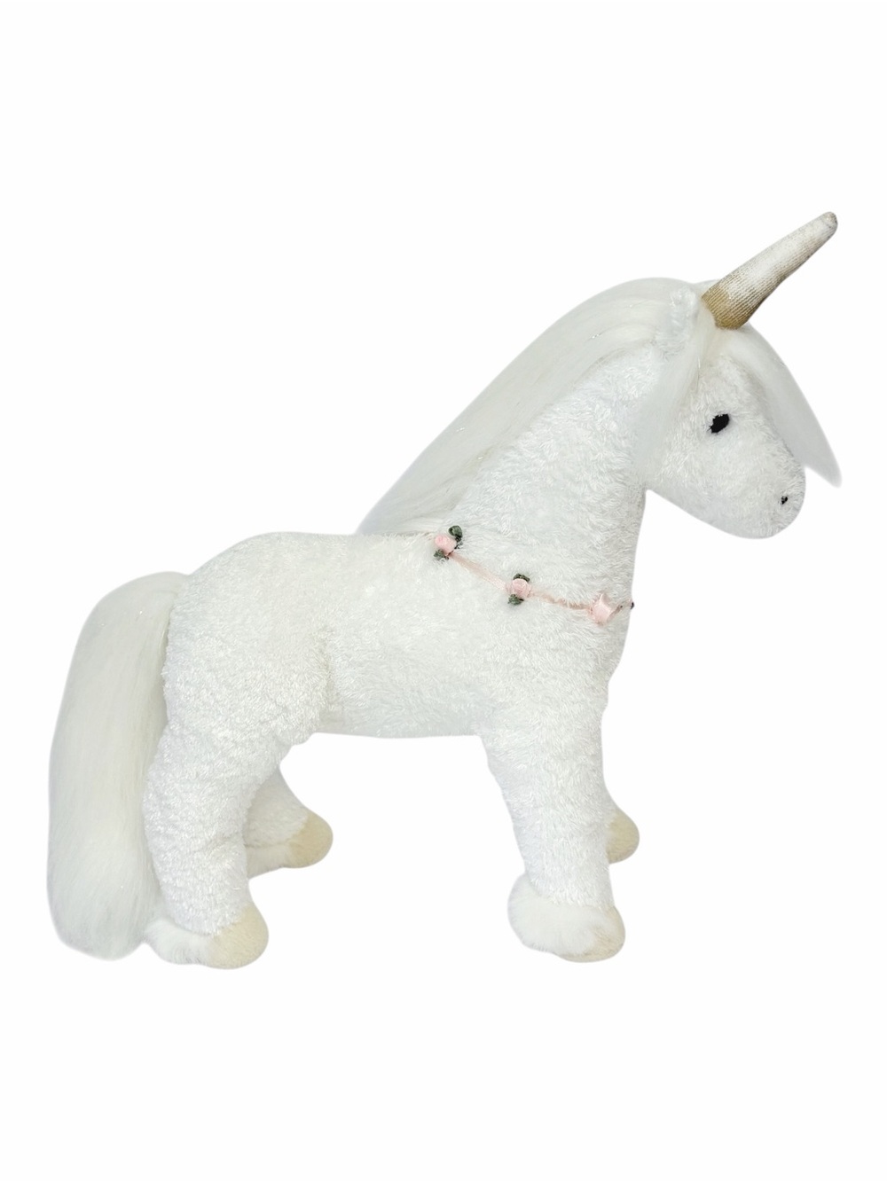 Douglas White Unicorn Plush with Light Pink Roses 12” Stuffed Animal Toy